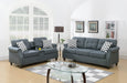 2pcs Sofa set Living Room Furniture Blue Gray Plush Polyfiber Sofa Loveseat w Console Pillows Couch image