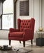 Irwin Red Linen Button Tufted Wingback Chair image