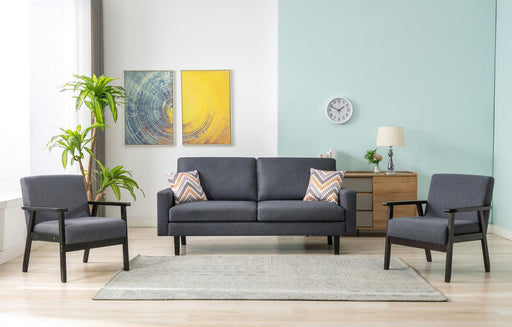 Bahamas Dark Gray Linen Sofa and 2 Chairs with 2 Throw Pillows image