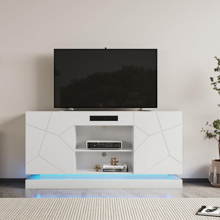 TV Cabinet , TV Stand with bluetooth speaker ,Modern LED TV Cabinet withStorage Drawers, Living Room Entertainment Center Media Console Table image