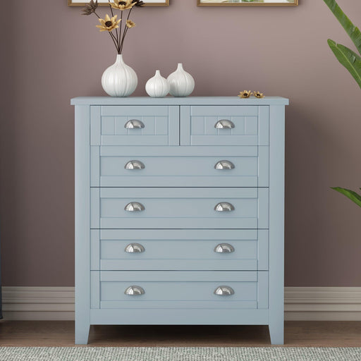 DRAWER DRESSER CABINET，BAR CABINET, storge cabinet, lockers, retro shell-shaped handle, can be placed in the living room, bedroom, dining room, Blue-gray image