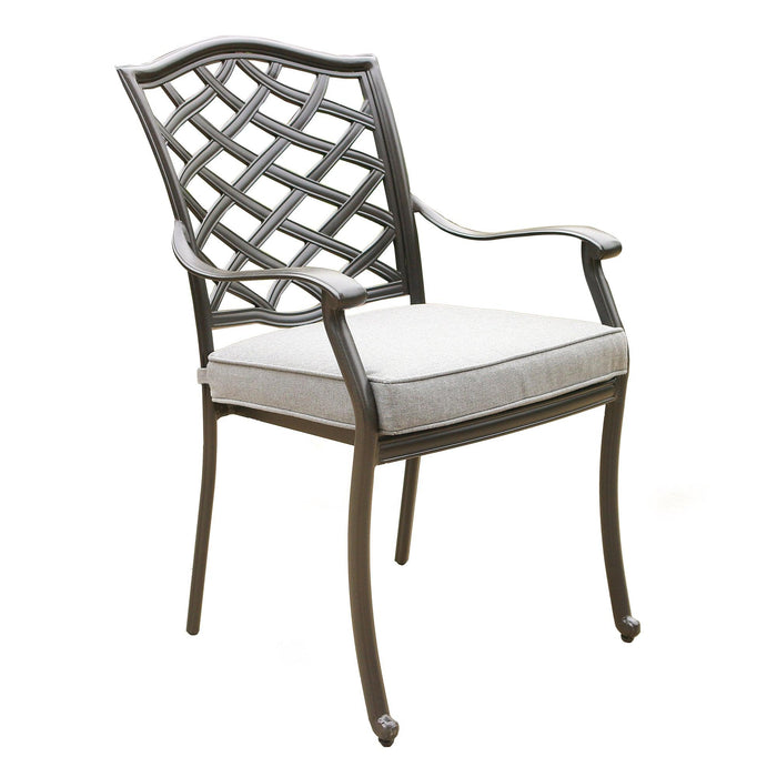 2 PCS Outdoor Patio Aluminum Dining Arm Chair With Cushion - Cast Slate image