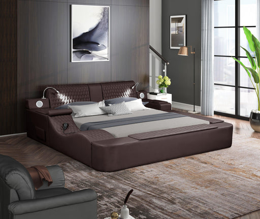 Zoya Smart Multifunctional King Size Bed Made with Wood in Brown image