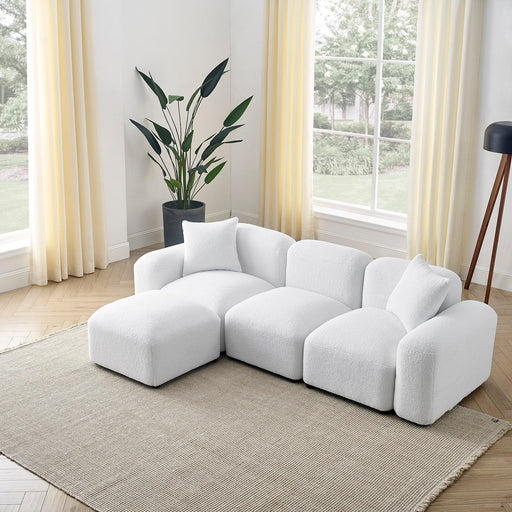 L-Shape Modular Sectional Sofa, DIY Combination,Teddy Fabric,White image