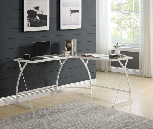 ACME Janison Computer Desk in Clear Glass & White Finish OF00052 image