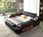 Multifunctional UpholsteredStorage Bed Frame, Massage Chaise Lounge on Right ,King Size, Black image