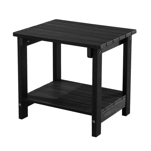 Key West Weather Resistant Outdoor Indoor Plastic Wood End Table, Patio Rectangular Side table, Small table for Deck, Backyards, Lawns, Poolside, and Beaches, Black image