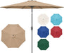 Simple Deluxe 9' Patio Umbrella Outdoor Table Market Yard Umbrella with Push Button Tilt/Crank, 8 Sturdy Ribs for Garden, Deck, Backyard, Pool, Tan image