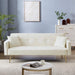 Cream White Velvet  Convertible Folding Futon Sofa Bed , Sleeper Sofa Couch for Compact Living Space. image