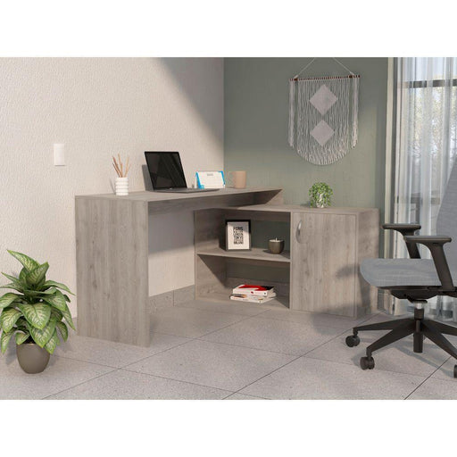 Ridley 2-Shelf L-Shaped Writing Desk Light Gray image