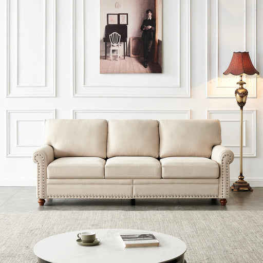 Linen Fabric Upholstery withStorage Sofa (Beige) image