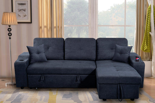 Right-facing sectional sofa with footrest, convertible corner sofa with armrestStorage, living room and apartment sectional sofa, right chaise longue and  dark  grey image