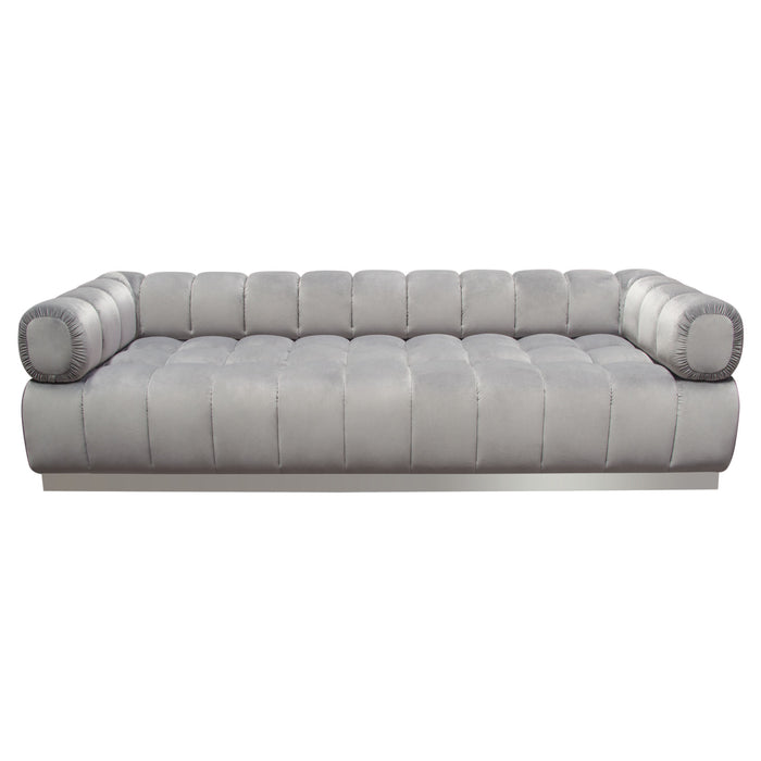 Image Low Profile Sofa in Platinum Grey Velvet w/ Brushed Silver Base by Diamond Sofa image