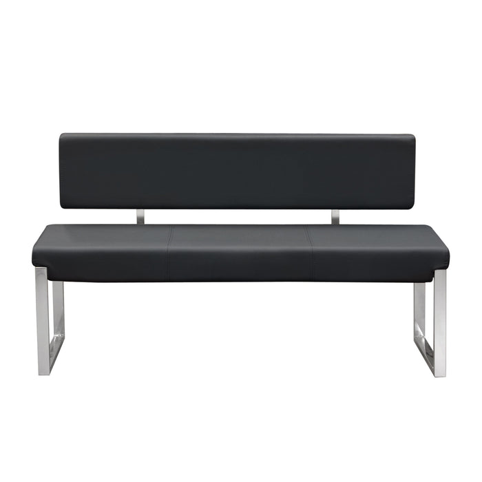 Knox Bench w/ Back & Stainless Steel Frame by Diamond Sofa - Black image