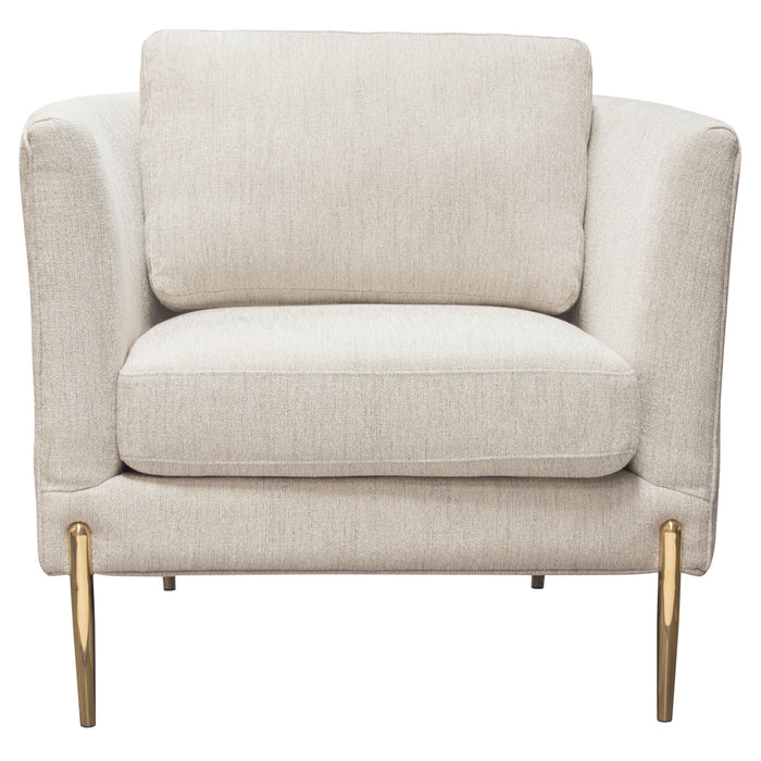 Lane Chair in Light Cream Fabric with Gold Metal Legs by Diamond Sofa image