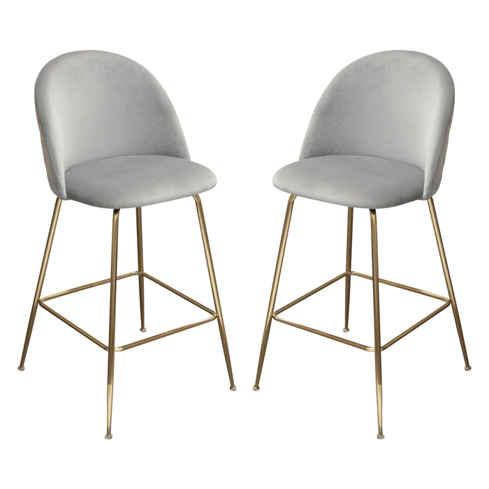 Lilly Set of (2) Bar Height Chairs in Grey Velvet w/ Brushed Gold Metal Legs by Diamond Sofa image