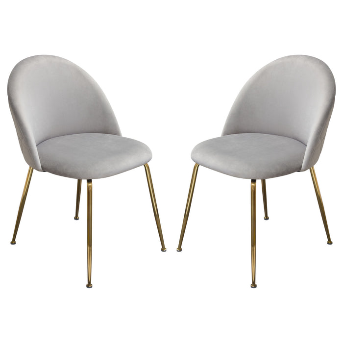 Lilly Set of (2) Dining Chairs in Grey Velvet w/ Brushed Gold Metal Legs by Diamond Sofa image