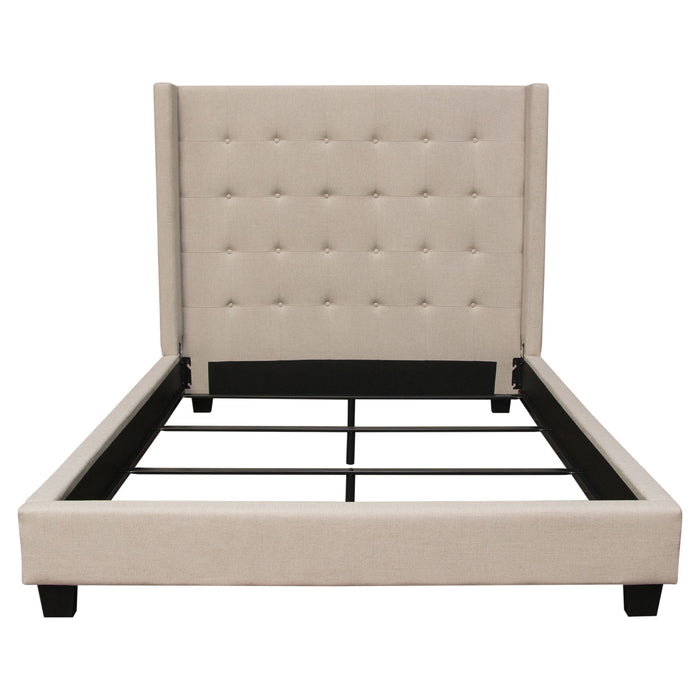 Madison Ave Tufted Wing Queen Bed in Sand Button Tufted Fabric by Diamond Sofa image