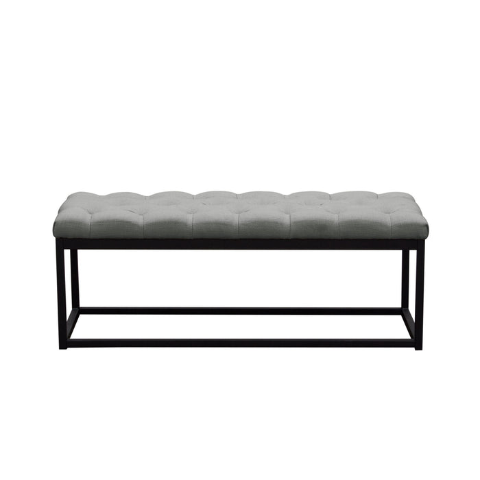 Mateo Black Powder Coat Metal Small Linen Tufted Bench by Diamond Sofa - Grey image