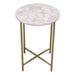 Mika Round Accent Table w/ Rose Quartz Top w/ Brass Base by Diamond Sofa image