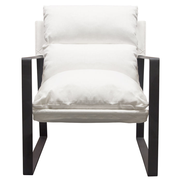 Miller Sling Accent Chair in White Linen Fabric w/ Black Powder Coated Metal Frame by Diamond Sofa image