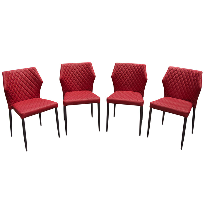 Milo 4-Pack Dining Chairs in Red Diamond Tufted Leatherette with Black Powder Coat Legs by Diamond Sofa image