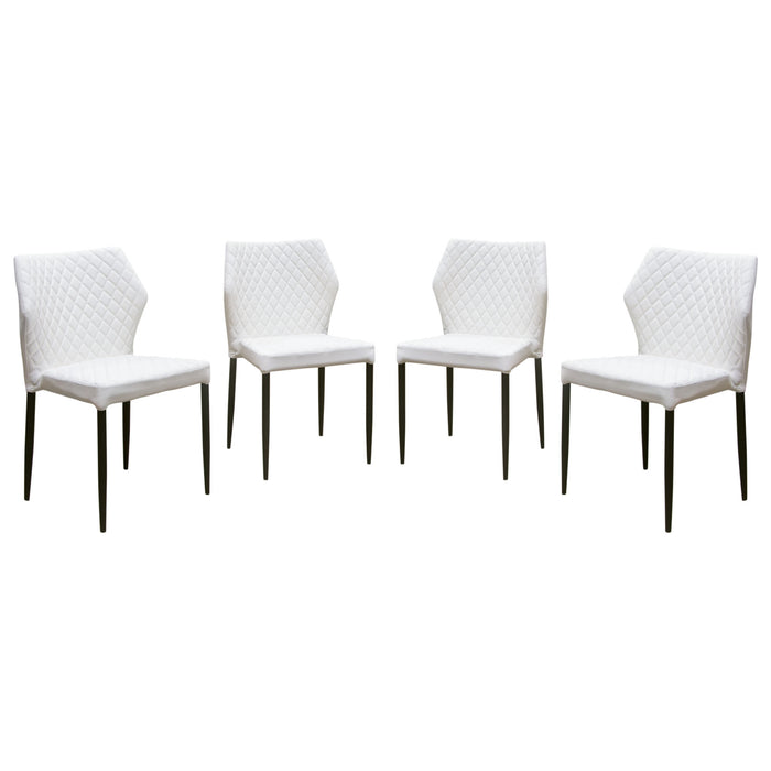 Milo 4-Pack Dining Chairs in White Diamond Tufted Leatherette with Black Powder Coat Legs by Diamond Sofa image