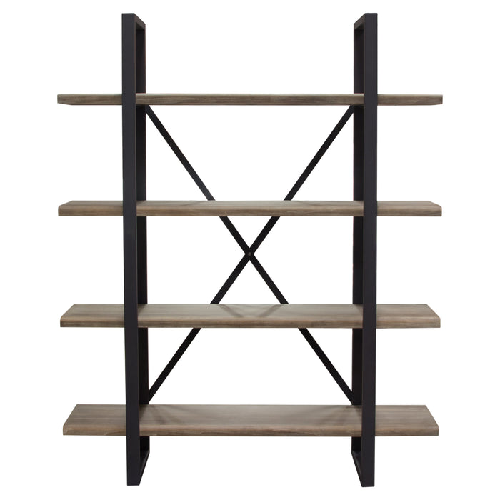 Montana 73" 4-Tiered Shelf Unit in Rustic Oak Finish with Iron Frame by Diamond Sofa image