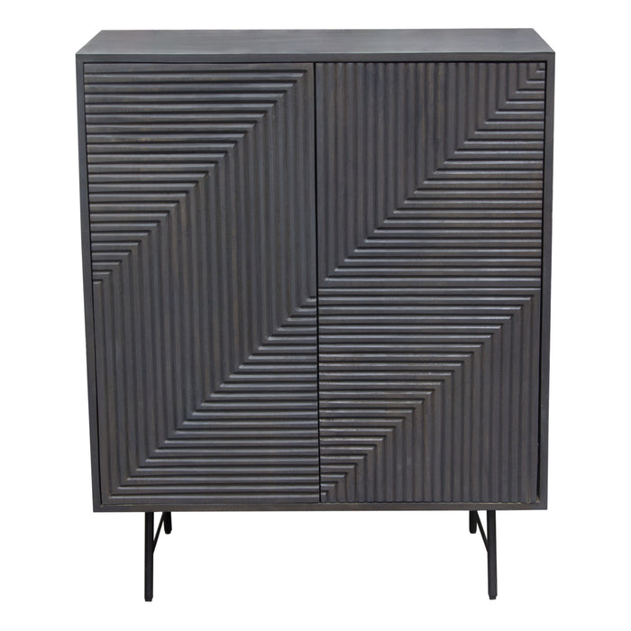 Neo 2-Door Solid Mango Wood High Cabinet in Smoke Grey Finish w/ Gun Metal Finished Base by Diamond Sofa image