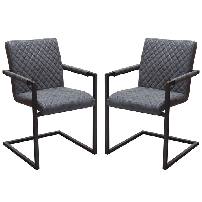 Nolan 2-Pack Dining Chairs in Charcoal Diamond Tufted Leatherette on Charcoal Powder Coat Frame by Diamond Sofa image