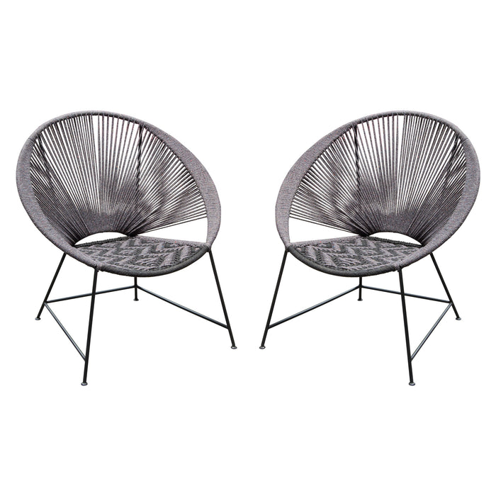 Pablo 2-Pack Accent Chairs in Black/Grey Rope w/ Black Metal Frame by Diamond Sofa image