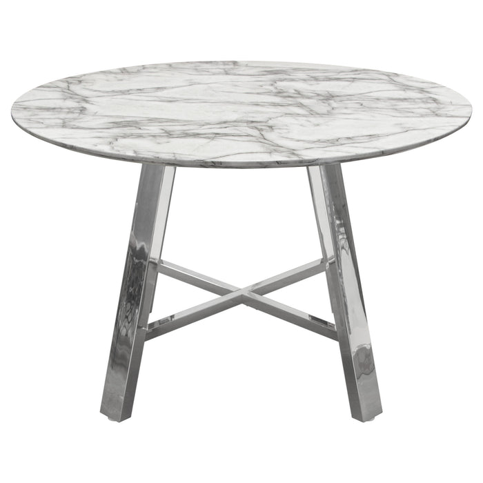Paris 47" Round Dining Table w/ Faux Marble Top and Chrome Base by Diamond Sofa image