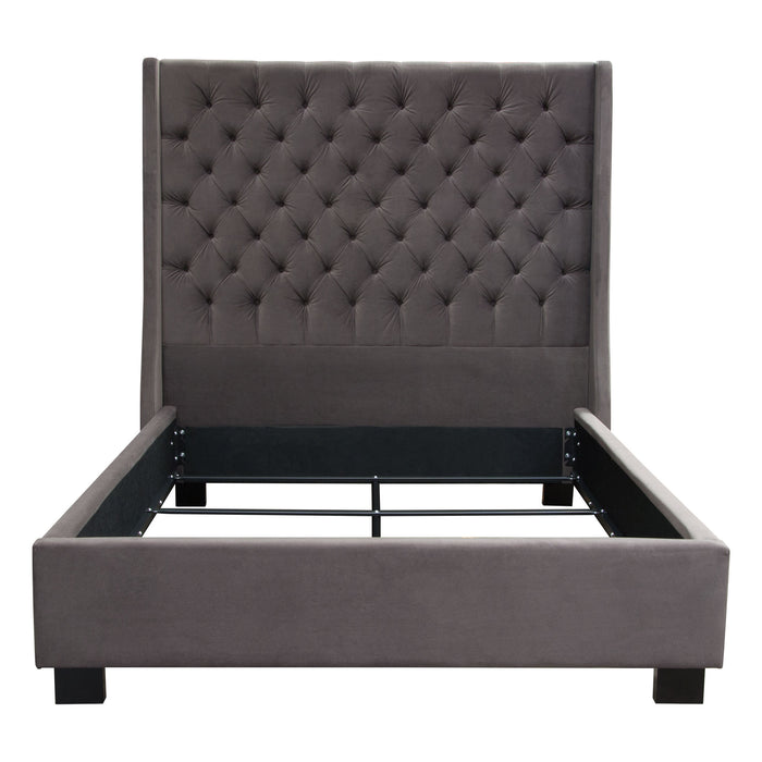 Park Avenue Eastern King Tufted Bed with Vintage Wing in Smoke Grey Velvet by Diamond Sofa image