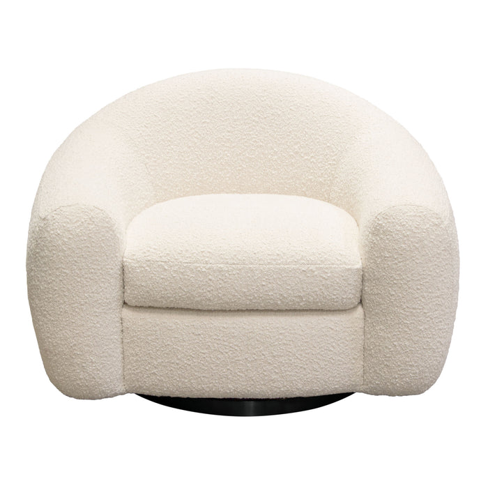 Pascal Swivel Chair in Bone Boucle Textured Fabric w/ Contoured Arms & Back by Diamond Sofa image