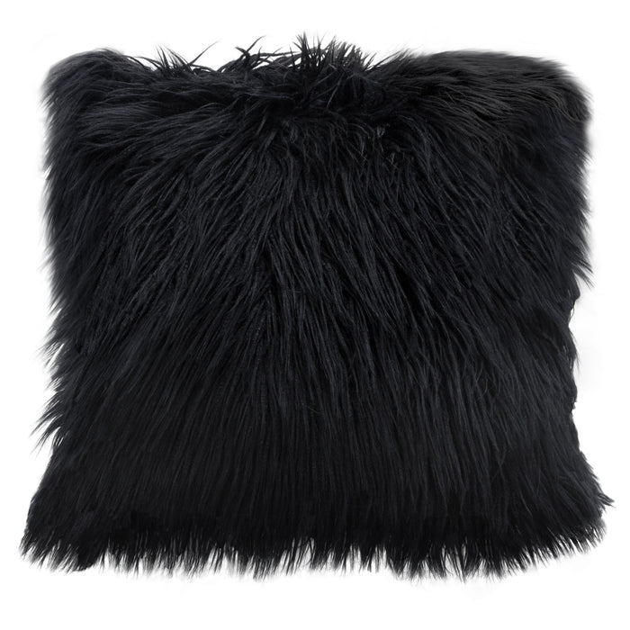 18" Square Accent Pillow by Diamond Sofa in Black Dual-Sided Faux Fur image