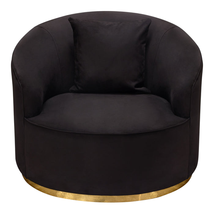 Raven Chair in Black Suede Velvet w/ Brushed Gold Accent Trim by Diamond Sofa image