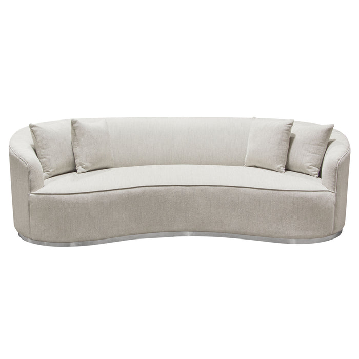 Raven Sofa in Light Cream Fabric w/ Brushed Silver Accent Trim by Diamond Sofa image