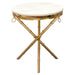 Reed Round Accent Table with White Marble Top and Gold Finished Metal Base by Diamond Sofa image