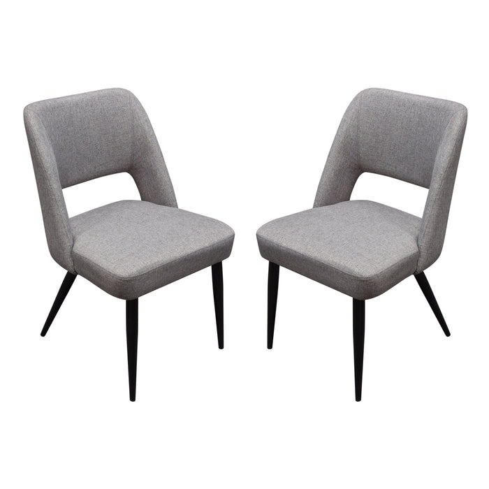 Set of (2) Reveal Dining Chairs in Grey Fabric w/ Black Powder Coat Metal Leg by Diamond Sofa image