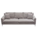 Seattle Loose Back Sofa in Grey Polyester Fabric w/ Polished Silver Metal Leg by Diamond Sofa image