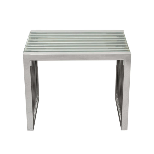 SOHO Rectangular Stainless Steel End Table w/ Clear, Tempered Glass Top by Diamond Sofa image