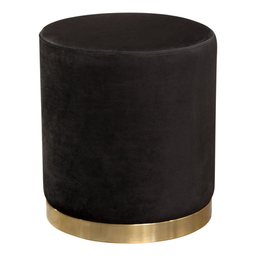 Sorbet Round Accent Ottoman in Black Velvet w/ Gold Metal Band Accent by Diamond Sofa image