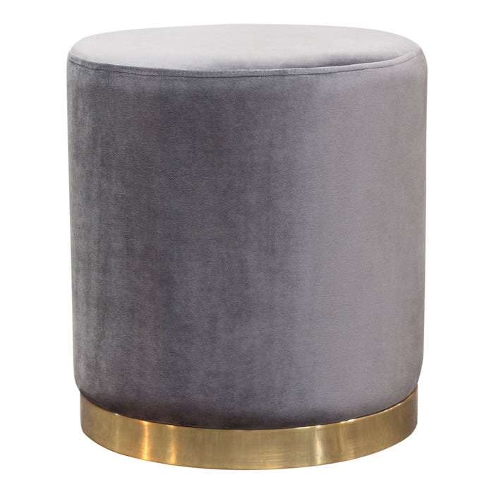 Sorbet Round Accent Ottoman in Grey Velvet w/ Silver Metal Band Accent by Diamond Sofa image