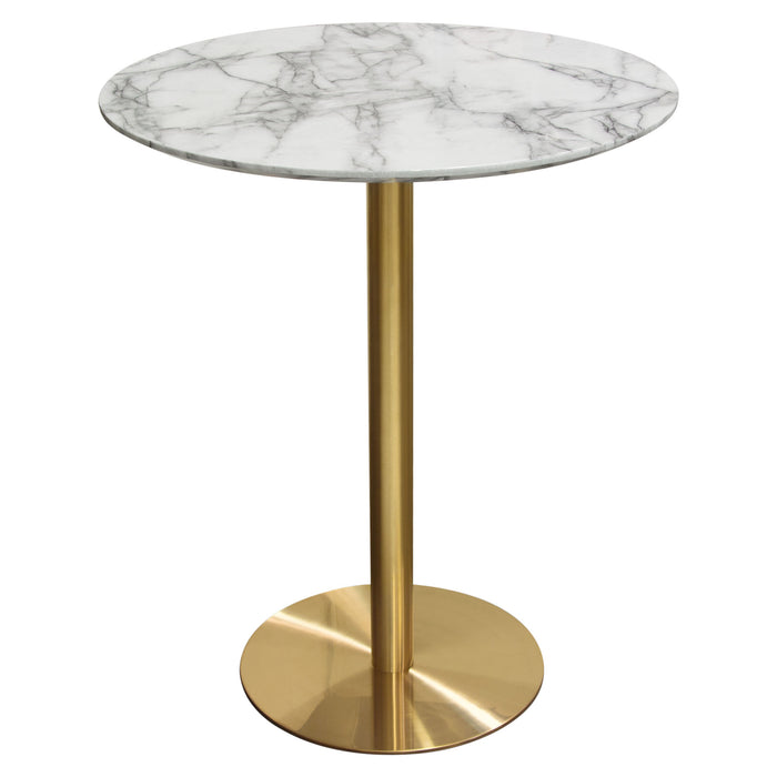 Stella 36" Round Bar Height Table w/ Faux Marble Top and Brushed Gold Metal Base by Diamond Sofa image