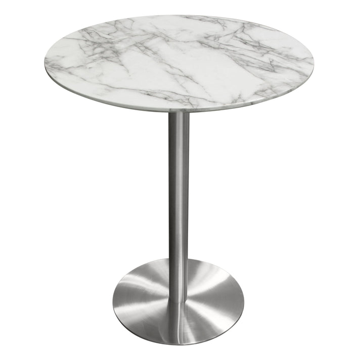 Stella 36" Round Bar Height Table w/ Faux Marble Top and Brushed Silver Metal Base by Diamond Sofa image