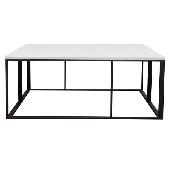 Surface Square Cocktail Table w/ Engineered Marble Top & Black Powder Coated Metal Base by Diamond Sofa image