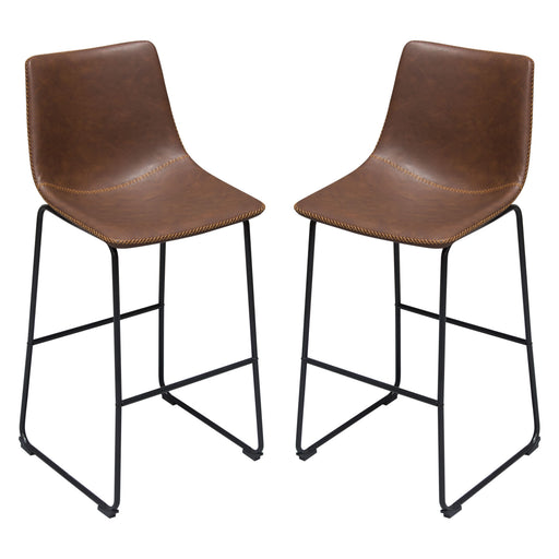 Theo Set of (2) Bar Height Chairs in Chocolate Leatherette w/ Black Metal Base by Diamond Sofa image