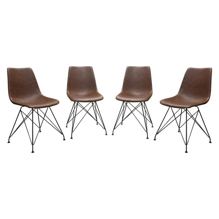 Theo Set of (4) Dining Chairs in Chocolate Leatherette w/ Black Metal Base by Diamond Sofa image