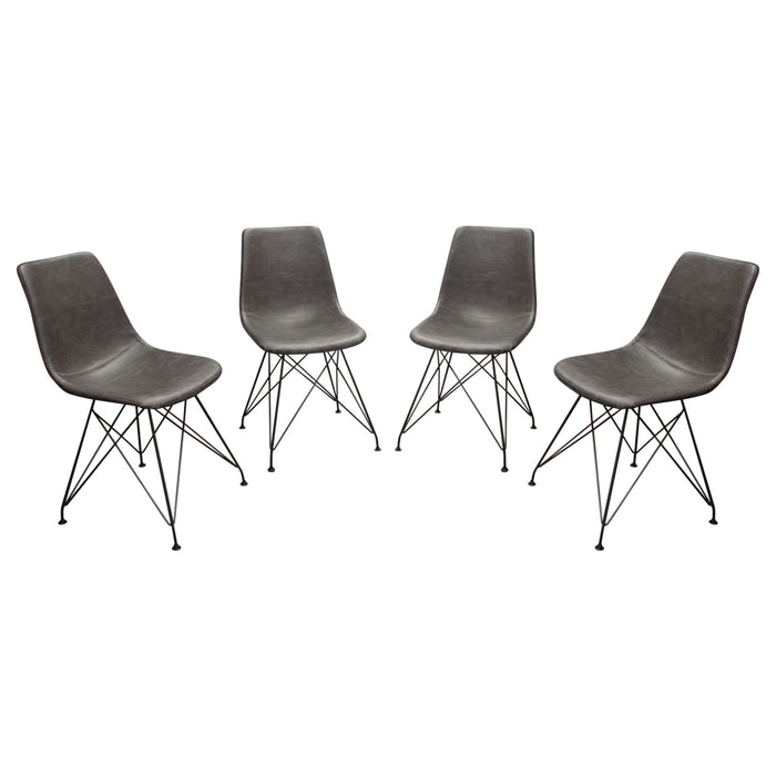 Theo Set of (4) Dining Chairs in Weathered Grey Leatherette w/ Black Metal Base by Diamond Sofa image