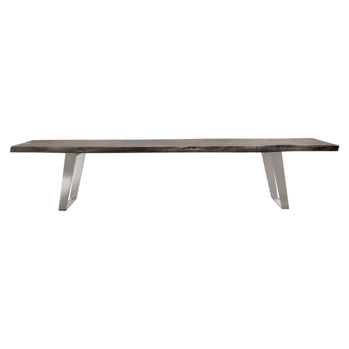Titan Solid Acacia Wood Accent Bench in Espresso Finish w/ Silver Metal Inlay & Base by Diamond Sofa image
